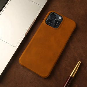 Funda de cuero genuino para iPhone Estética vintage - Cuero vegano - Importado