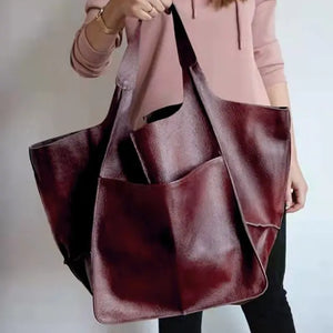 Sac à bandoulière en cuir pour femme souple grande capacité luxe - Cuir végétalien - Importé