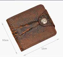Load image into Gallery viewer, Mens Wallet Leather Genuine Short Purse Billetera Hombre Men Wallets Vintage Style Cartera Hombre Crocodile Money Small Wallet
