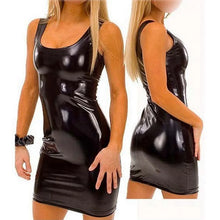 Cargar imagen en el visor de la galería, Vestido de lencería sexy de piel sintética Wetlook Pu para mujer
