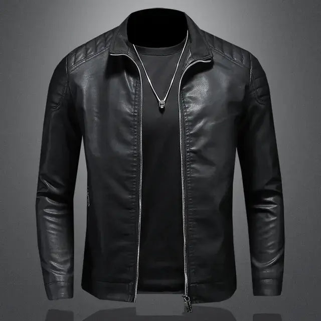 Motorcycle Vegan leather Jacket Men