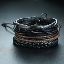 Load image into Gallery viewer, Vnox 4Pcs/ Set Braided Wrap Leather Bracelets - Vegan leather - Imported
