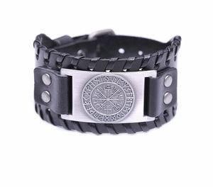 Retro Wide Leather Pirate Compass Bracelet