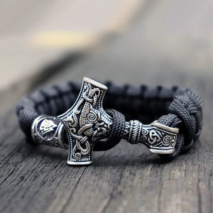 Thor's Hammer Mjolnir Leather Bracelet