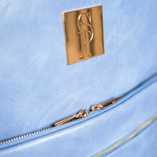 Load image into Gallery viewer, Baby Blue Tumbled Leather Commuter Bag
