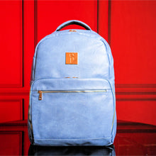 Load image into Gallery viewer, Baby Blue Tumbled Leather Commuter Bag
