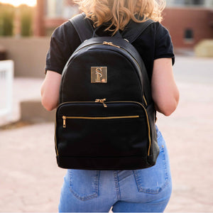 Black Leather Carrier Backpack