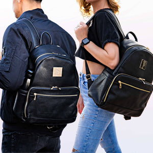 Black Leather Carrier Backpack