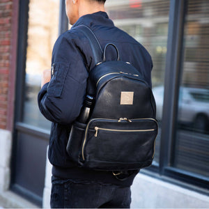 Black Leather Carrier Backpack