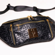 Load image into Gallery viewer, Black Monogram Leather Crossbody Bag
