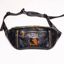 Load image into Gallery viewer, Black Monogram Leather Crossbody Bag
