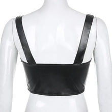 Cargar imagen en el visor de la galería, Gothic Punk Leather Crop Top Exudes Edge
