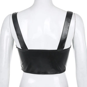 Gothic Punk Leather Crop Top Exudes Edge