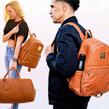 Charger l&#39;image dans la galerie, Brown Leather Carrier Backpack
