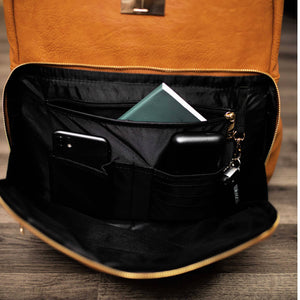 Brown Tumbled Leather Daily Commuter Backpack