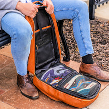 Load image into Gallery viewer, Brown Tumbled Leather Daily Commuter Backpack
