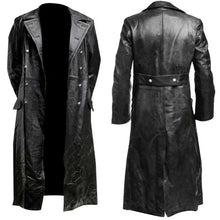 Load image into Gallery viewer, BLACK LEATHER TRENCH COAT - Vegan leather Jacket
