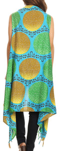 Hatice Light Colorful Poncho Wrap Cardigan Top with African Ankara Print