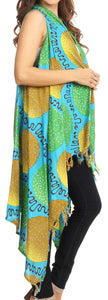 Hatice Light Colorful Poncho Wrap Cardigan Top with African Ankara Print