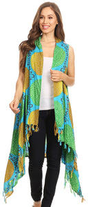 Hatice Light Colorful Poncho Wrap Cardigan Top with African Ankara Print