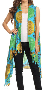 Hatice Light Colorful Poncho Wrap Cardigan Top with African Ankara Print