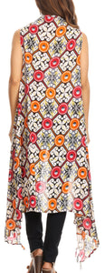 Hatice Light Colorful Poncho Wrap Cardigan Top with African Ankara Print