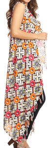 Hatice Light Colorful Poncho Wrap Cardigan Top with African Ankara Print