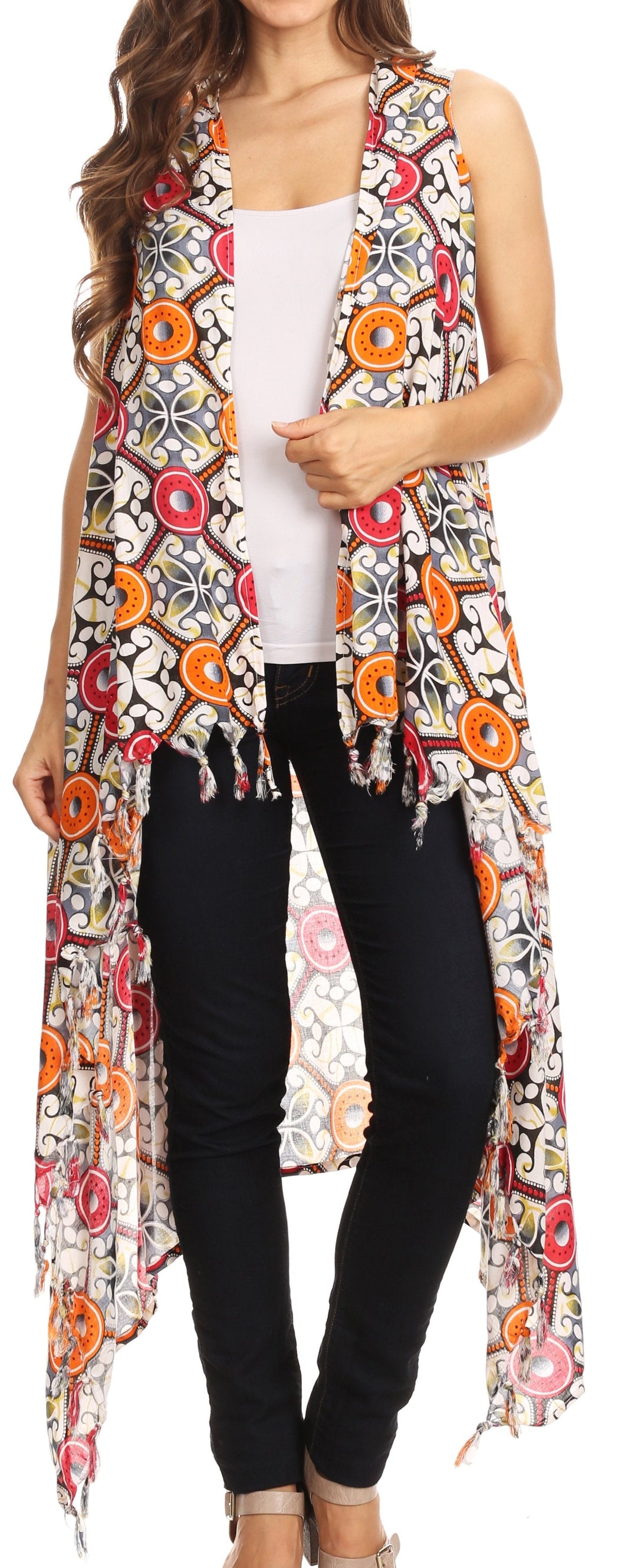 Hatice Light Colorful Poncho Wrap Cardigan Top with African Ankara Print