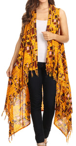 Hatice Light Colorful Poncho Wrap Cardigan Top with African Ankara Print