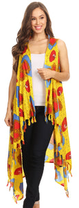 Hatice Light Colorful Poncho Wrap Cardigan Top with African Ankara Print