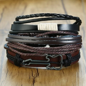 Vnox 4Pcs/Set Bracelets en cuir tressé - Cuir végétalien - Importé