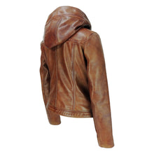 Cargar imagen en el visor de la galería, Fashion Women&#39;s Hooded Vegan leather Jacket
