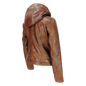 Fashion Women's Hooded Vegan leather Jacket