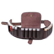 Load image into Gallery viewer, Cowhide Leather Shotshell Bandolier Belt Shotgun Shell Belt Ammunition Carrier
