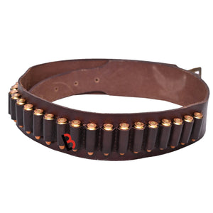 Cowhide Leather Adjustable Bandolier Cartridge Belt for.22, Vintage Brown