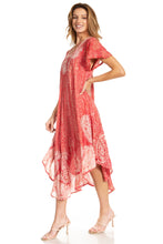Load image into Gallery viewer, Bree Long Embroidered Cap Sleeve Marbled Dress

