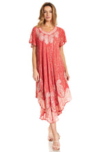 Load image into Gallery viewer, Bree Long Embroidered Cap Sleeve Marbled Dress

