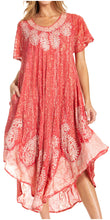 Load image into Gallery viewer, Bree Long Embroidered Cap Sleeve Marbled Dress
