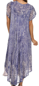 Bree Long Embroidered Cap Sleeve Marbled Dress