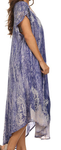 Bree Long Embroidered Cap Sleeve Marbled Dress