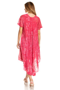 Bree Long Embroidered Cap Sleeve Marbled Dress