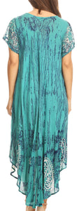 Bree Long Embroidered Cap Sleeve Marbled Dress
