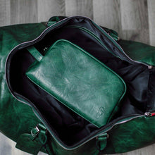 Load image into Gallery viewer, Emerald Green Leather Toiletry Bag
