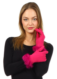 Fleece Lined Faux Fur Touchscreen Gloves