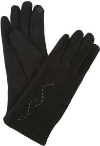 Lidy Leather Embroidered Comfortable Warm Snow Touch Screen Finger Gloves