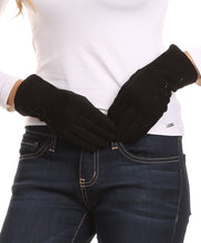 Charger l&#39;image dans la galerie, Lidy Leather Embroidered Comfortable Warm Snow Touch Screen Finger Gloves
