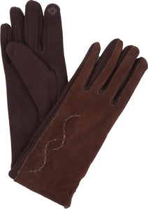 Lidy Leather Embroidered Comfortable Warm Snow Touch Screen Finger Gloves