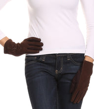 Charger l&#39;image dans la galerie, Lidy Leather Embroidered Comfortable Warm Snow Touch Screen Finger Gloves
