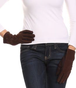Lidy Leather Embroidered Comfortable Warm Snow Touch Screen Finger Gloves