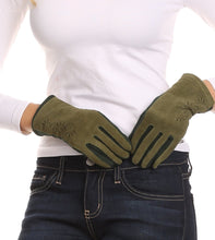 Charger l&#39;image dans la galerie, Lidy Leather Embroidered Comfortable Warm Snow Touch Screen Finger Gloves
